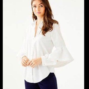 Lilly Pulitzer NWT Natalia Resort White Shirt